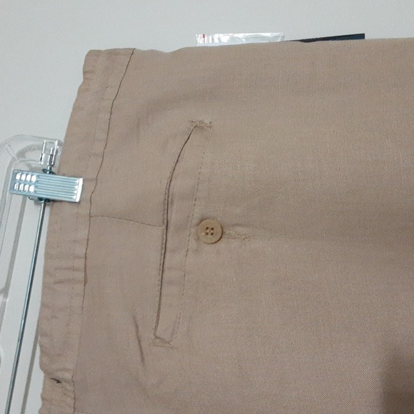 Linea Uomo Men's Tan Pants 40x32 Relaxed Waist Tie Beach Vacation Resort Linen - Picture 6 of 9